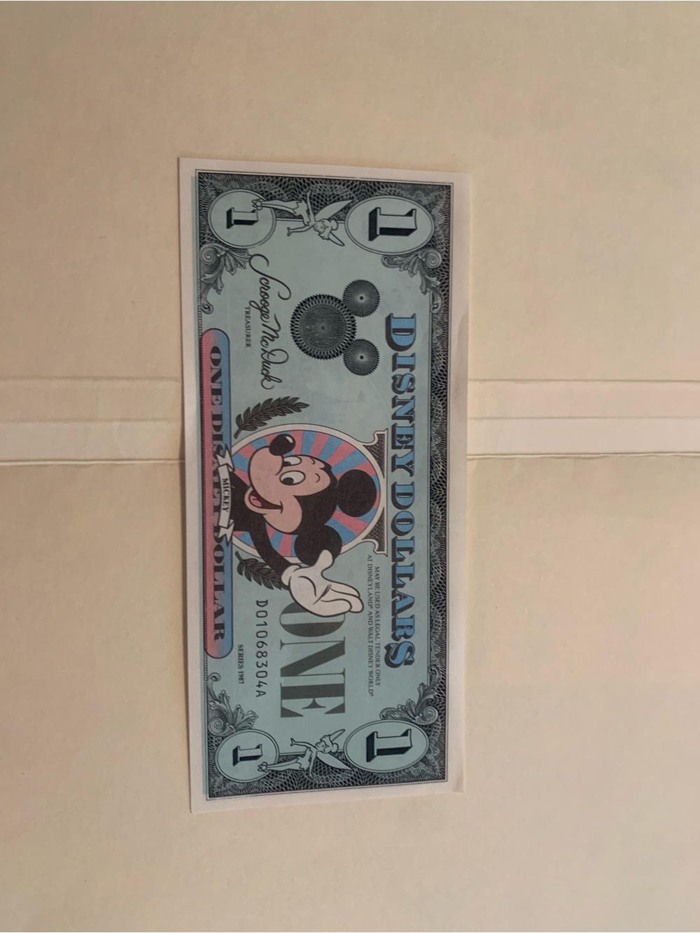Disney Mickey Mouse Blue Disney Dollars Novelty Party Prop 1987 series